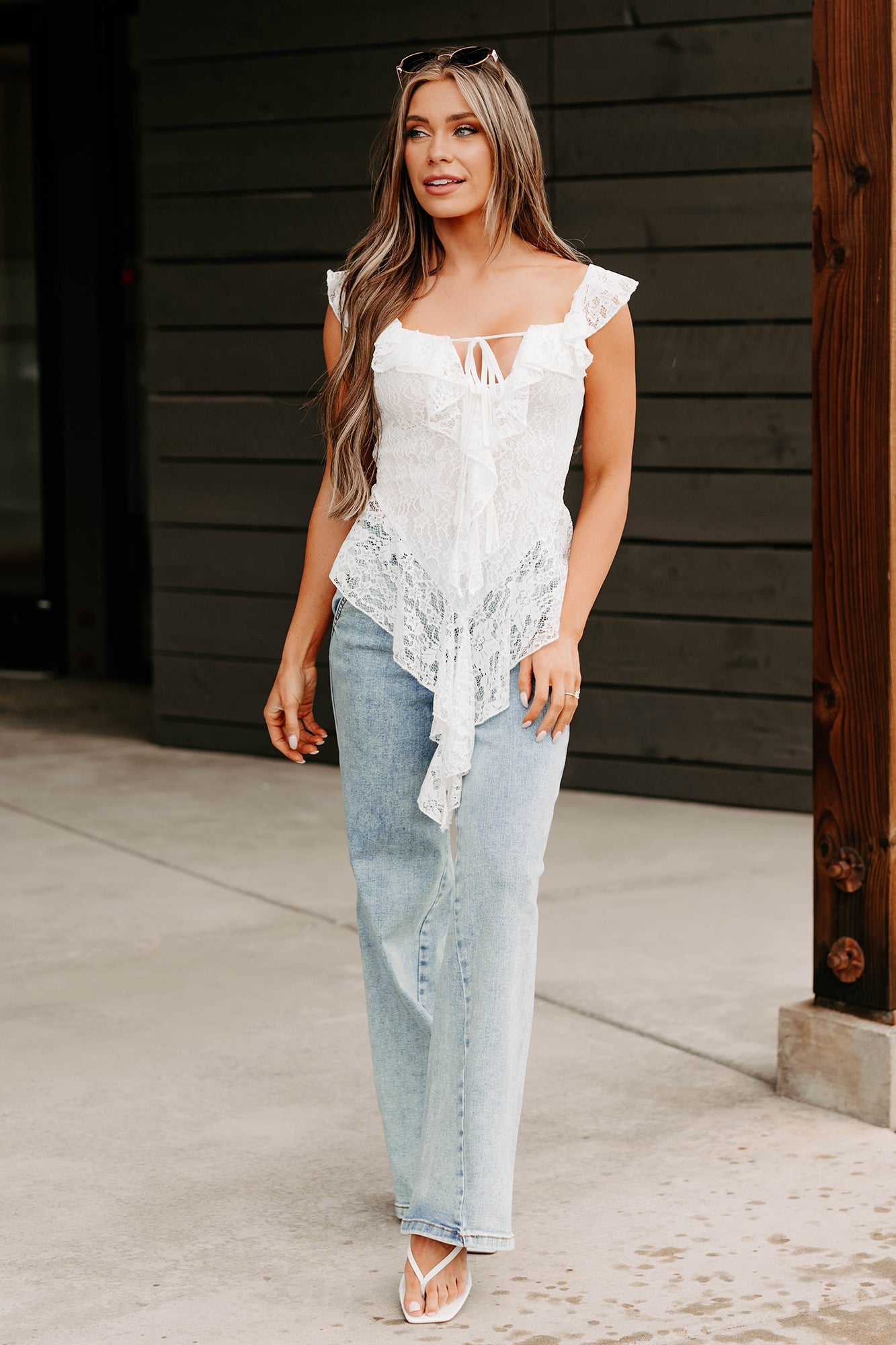 Soft Serenade Ruffle Lace Top (Off White)